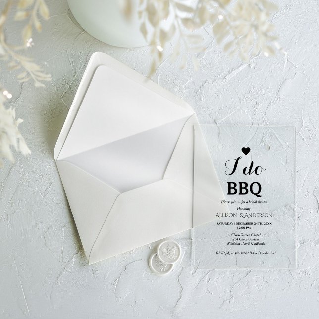 Modern calligraphy i do bbq bridal shower  acrylic invitations (Creator Uploaded)