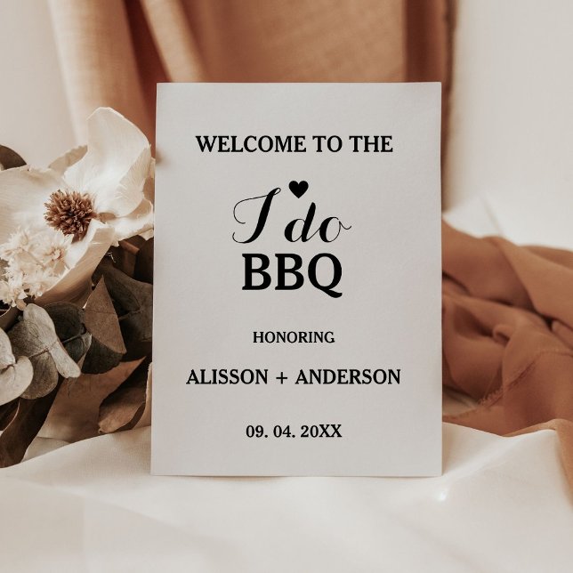 Modern calligraphy i do bbq bridal shower  pedestal sign (Creator Uploaded)