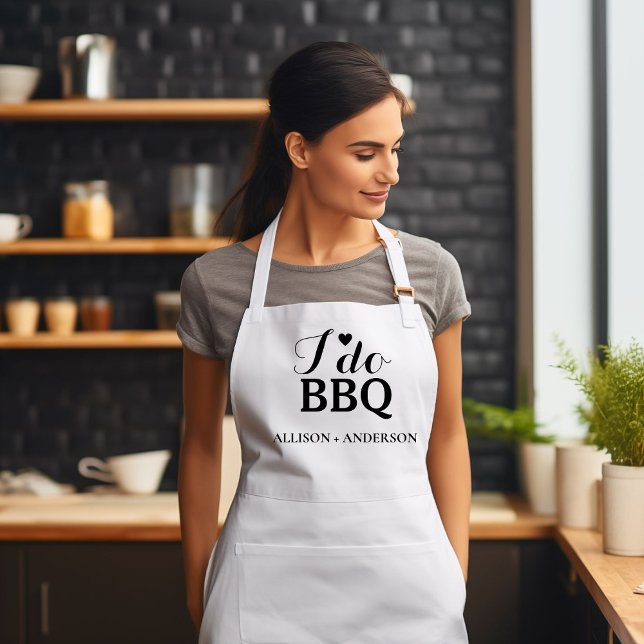 Modern calligraphy i do bbq bridal shower  standard apron (Creator Uploaded)