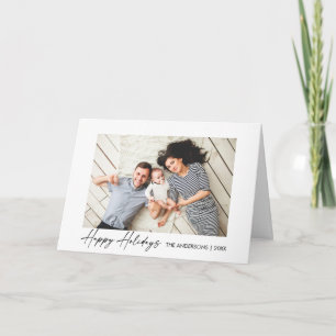 Modern Calligraphy Ink Script Folded Photo Holiday Card
