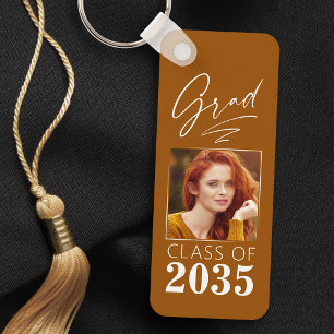 Modern Calligraphy Ink Script Grad Photo 2 Sided Key Ring