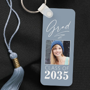 Modern Calligraphy Ink Script Grad Photo 2 Sided Key Ring