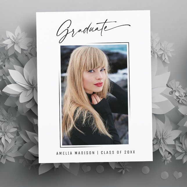 Modern Calligraphy Ink Script Graduation Photo Postcard (Creator Uploaded)