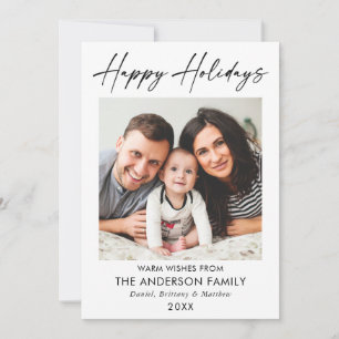Modern Calligraphy Ink Script Happy Holidays Photo Holiday Card