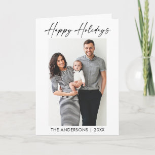 Modern Calligraphy Ink Script Photo Folded Holiday Card