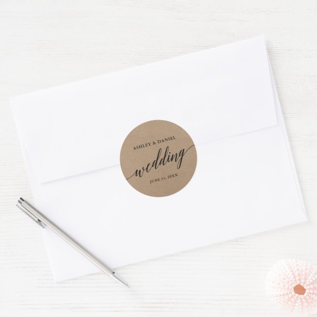 Modern Calligraphy Kraft Wedding Envelope Seal (Envelope)