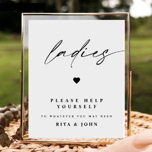 Modern Calligraphy Ladies Bathroom Wedding Sign