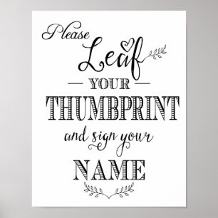 Modern calligraphy Leaf your thumbprint print