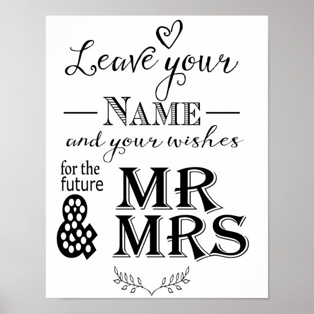 Modern Calligraphy Leave your wishes print (Front)