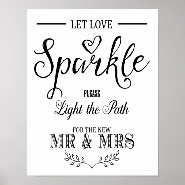 Modern Calligraphy Let love sparkle print (Front)