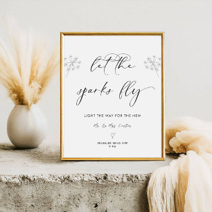 Modern Calligraphy Let Love Sparkle Wedding Sign