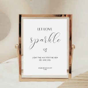 Modern Calligraphy Let Love Sparkle Wedding Sign