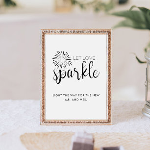 Modern Calligraphy Let Love Sparkle Wedding Sign