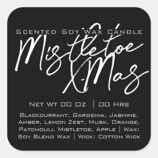 Modern Calligraphy Lettering Black White Candle Square Sticker