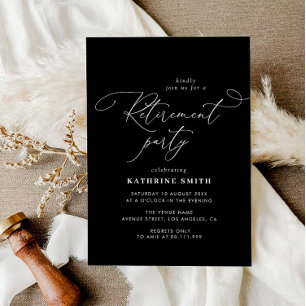Modern Calligraphy Lettering Retirement Party Invitation