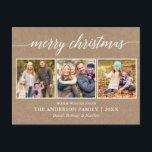 Modern Calligraphy Merry Christmas Kraft 3 Photo Postcard<br><div class="desc">Modern Calligraphy Script Merry Christmas 3 Photo Kraft Holiday Postcard</div>