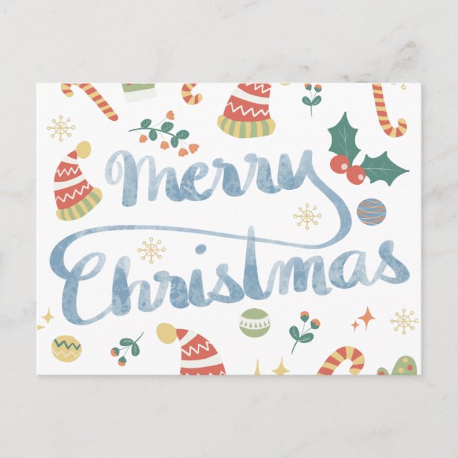 Modern Calligraphy Merry Christmas Postcard (Front)