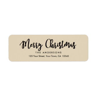 Modern Calligraphy Merry Christmas Script Holiday Return Address Label