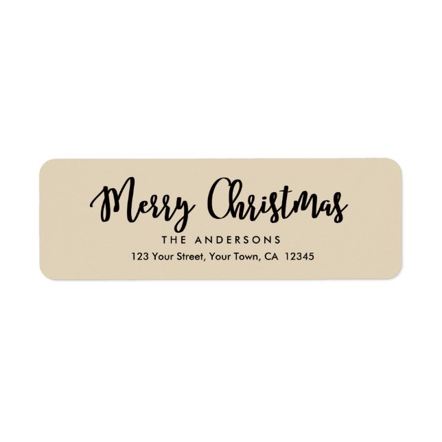 Modern Calligraphy Merry Christmas Script Holiday Return Address Label (Front)