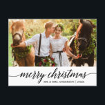 Modern Calligraphy Merry Christmas Wedding Photo Postcard<br><div class="desc">Modern Elegant Calligraphy Script Wedding Photo Christmas Postcard</div>
