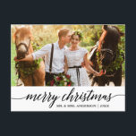 Modern Calligraphy Merry Christmas Wedding Photo Postcard<br><div class="desc">Modern Elegant Calligraphy Script Wedding Photo Christmas Postcard</div>