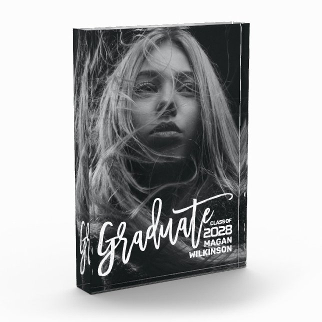 Modern Calligraphy Minimalist Graduation Photo Block (Left)