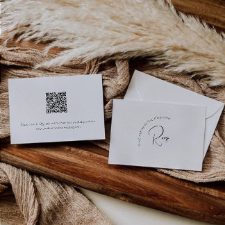 Modern Calligraphy Minimalist QRCode Wedding RSVP Enclosure Card