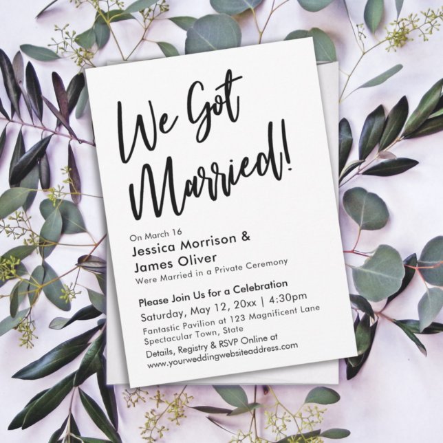 Modern Calligraphy Minimalist We Got Married! Invitation (Creator Uploaded)