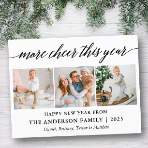 Modern Calligraphy More Cheer This Year 3 Photo Postcard