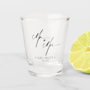 Modern Calligraphy Mr & Mrs Black ID1025 Shot Glass