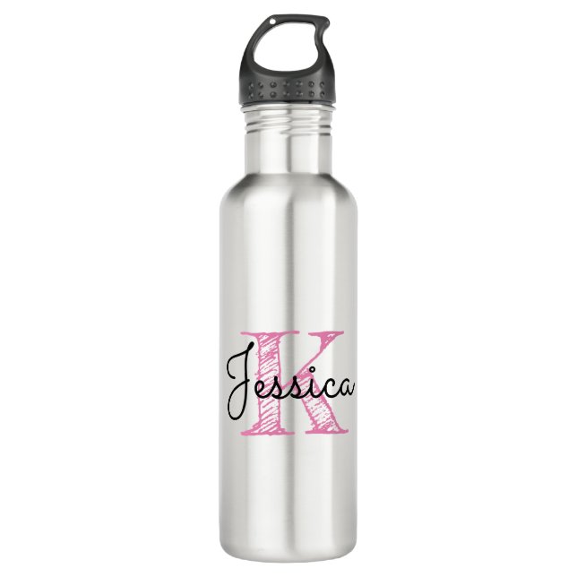 Modern Calligraphy Name Handwritten Style Monogram 710 Ml Water Bottle (Front)