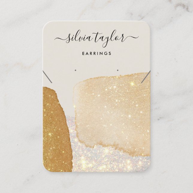 Modern Calligraphy Necklace Earring Gold Business  Business Card (Front)