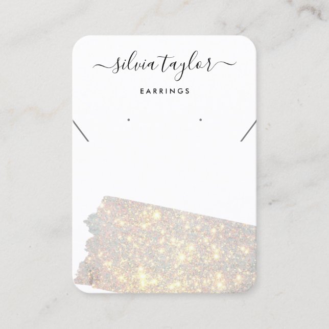 Modern Calligraphy Necklace Earring Gold Business Card (Front)