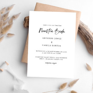 Modern Calligraphy Nuestra Boda Spanish Wedding Invitation