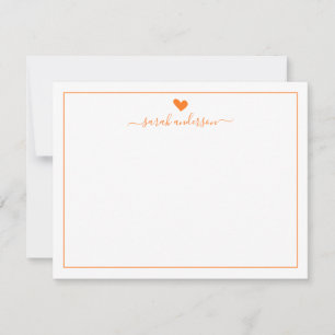 Modern Calligraphy Orange Heart Personalised Card