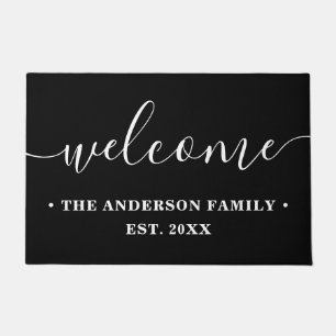 Modern Calligraphy Personalised Family Welcome Doormat