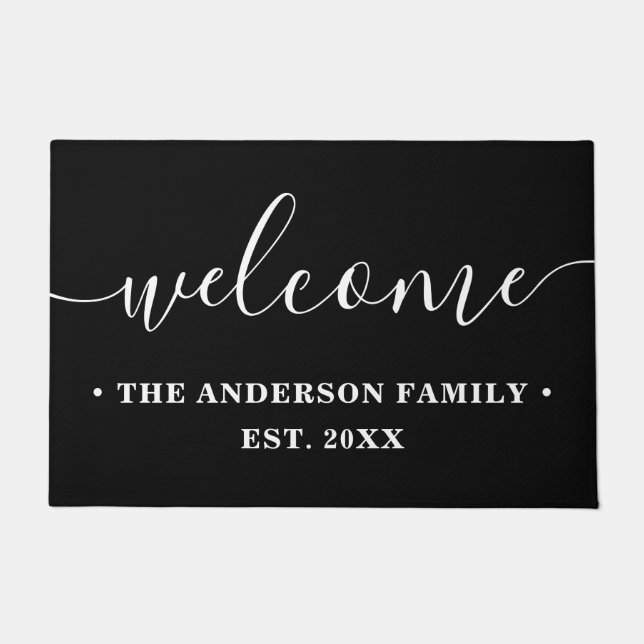 Modern Calligraphy Personalised Family Welcome Doormat (Front)