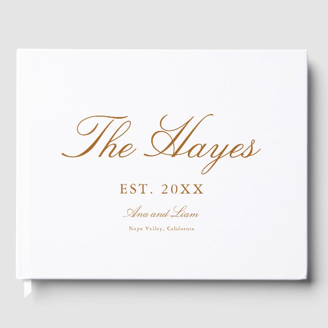 Modern Calligraphy Personalised Wedding Guest Book (Front)