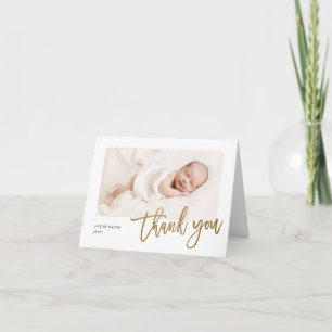 Modern Calligraphy photo baby thank you note Card