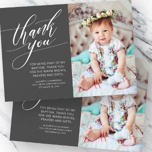 Modern Calligraphy Photo Baptism Thank You