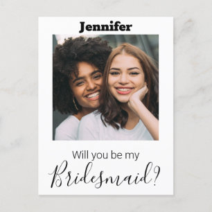  modern calligraphy photo bridesmaid invitation 