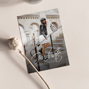 Modern Calligraphy Photo Elegant Graduation Announcement