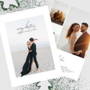 modern calligraphy photo framed   merry christmas holiday card