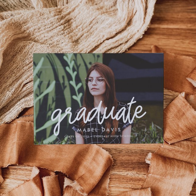 Modern calligraphy Photo graduation announcement (Creator Uploaded)