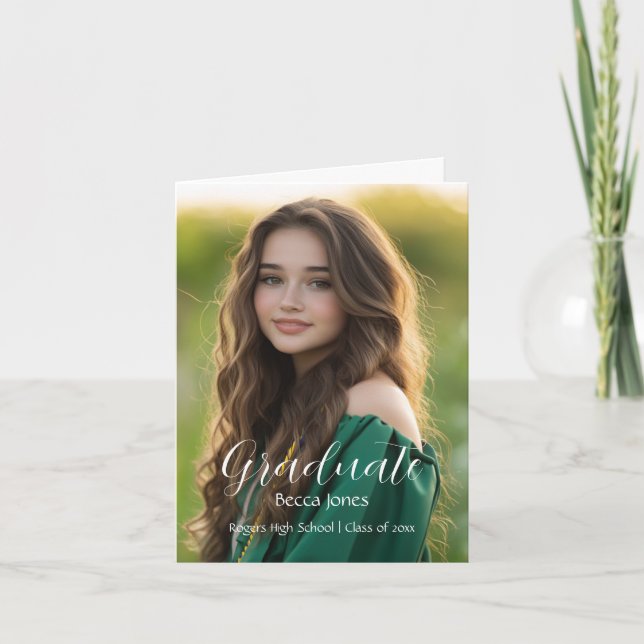 Modern Calligraphy Photo Graduation  Announcement (Front)