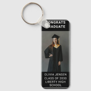 Modern Calligraphy Photo Graduation Key Ring