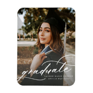 Modern Calligraphy Photo Graduation Magnet