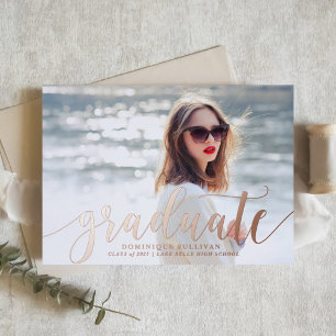 Modern Calligraphy Photo Graduation Rose Gold