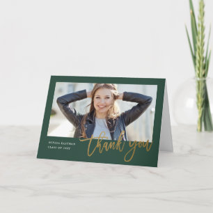 Modern Calligraphy photo graduation Thank You Card