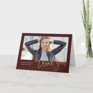 Modern Calligraphy photo graduation Thank You Card